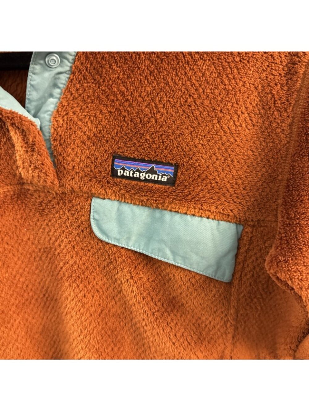 Patagonia Sweater Women Medium Copper Teal Pullover Snap Fleece Polartec Better - Picture 2 of 10